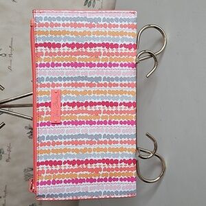Vera Bradley Pink and Orange Striped Wristlet Like NEW